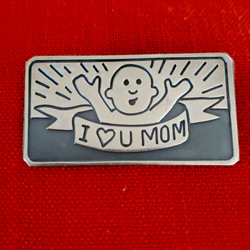 925 Vintage I♡ U MOM Brooch